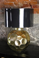 GOLDEN, GLAZED, CERAMIC, TABLE LAMP, DARK GREY, SHADE