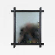 19TH CENTURY, AUSTRIA, RUSTIC BLACK TRAMP ART MIRROR