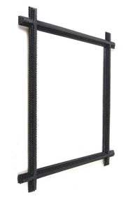 19TH CENTURY, AUSTRIA, RUSTIC BLACK TRAMP ART MIRROR