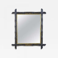 20TH CENTURY, AUSTRIA, RUSTIC, WALL MIRROR, GOLDEN BARS