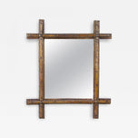 19TH CENTURY, AUSTRIA, RUSTIC TRAMP ART WALL MIRROR, HANDCARVED, CIRCA 1870