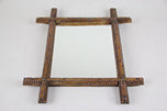 19TH CENTURY, AUSTRIA, RUSTIC TRAMP ART WALL MIRROR, HANDCARVED, CIRCA 1870