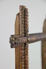 19TH CENTURY, AUSTRIA, RUSTIC TRAMP ART WALL MIRROR, HANDCARVED, CIRCA 1870