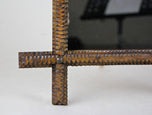 19TH CENTURY, AUSTRIA, RUSTIC TRAMP ART WALL MIRROR, HANDCARVED, CIRCA 1870