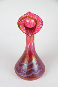 ART NOUVEAU, CZECH REPUBLIC, RED GLASS VASE, FRITZ HECKERT, CIRCA 1901