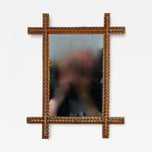 19TH CENTURY, AUSTRIA, RUSTIC TRAMP ART MIRROR, HAND CARVED, CIRCA 1880
