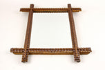 19TH CENTURY, AUSTRIA, RUSTIC TRAMP ART MIRROR, HAND CARVED, CIRCA 1880