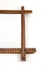 19TH CENTURY, AUSTRIA, RUSTIC TRAMP ART MIRROR, HAND CARVED, CIRCA 1880
