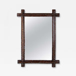 19TH CENTURY, AUSTRIA, TRAMP ART, RUSTIC WALL MIRROR, NOTCH CUT