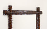 19TH CENTURY, AUSTRIA, TRAMP ART, RUSTIC WALL MIRROR, NOTCH CUT