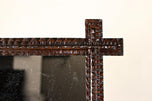 19TH CENTURY, AUSTRIA, TRAMP ART, RUSTIC WALL MIRROR, NOTCH CUT