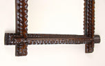 19TH CENTURY, AUSTRIA, TRAMP ART, RUSTIC WALL MIRROR, NOTCH CUT