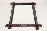 19TH CENTURY, AUSTRIA, TRAMP ART, RUSTIC WALL MIRROR, NOTCH CUT