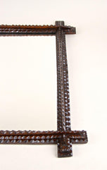 19TH CENTURY, AUSTRIA, TRAMP ART, RUSTIC WALL MIRROR, NOTCH CUT