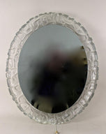 MID CENTURY, AUSTRIA, OVAL ACRYLIC WALL MIRROR, ILLUMINATED, 1970