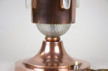 20TH CENTURY, FRANCE, ART DECO, COPPER TABLE LAMP, LALIQUE GLASS