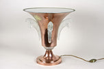 20TH CENTURY, FRANCE, ART DECO, COPPER TABLE LAMP, LALIQUE GLASS