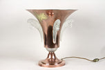 20TH CENTURY, FRANCE, ART DECO, COPPER TABLE LAMP, LALIQUE GLASS