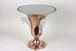 20TH CENTURY, FRANCE, ART DECO, COPPER TABLE LAMP, LALIQUE GLASS