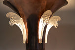 20TH CENTURY, FRANCE, ART DECO, COPPER TABLE LAMP, LALIQUE GLASS
