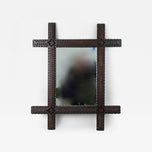 19TH CENTURY, AUSTRIA, TRAMP ART, WALL MIRROR, HAND CARVED