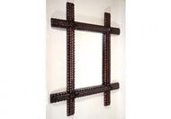19TH CENTURY, AUSTRIA, TRAMP ART, WALL MIRROR, HAND CARVED