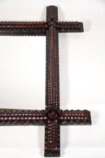 19TH CENTURY, AUSTRIA, TRAMP ART, WALL MIRROR, HAND CARVED