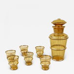 20TH CENTURY, CZECH REPUBLIC, ART DECO GLASS DECANTER SET, AMBER COLORED, GILT, 1920