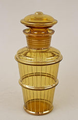 20TH CENTURY, CZECH REPUBLIC, ART DECO GLASS DECANTER SET, AMBER COLORED, GILT, 1920