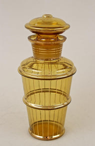 20TH CENTURY, CZECH REPUBLIC, ART DECO GLASS DECANTER SET, AMBER COLORED, GILT, 1920