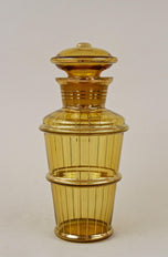 20TH CENTURY, CZECH REPUBLIC, ART DECO GLASS DECANTER SET, AMBER COLORED, GILT, 1920
