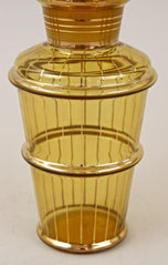 20TH CENTURY, CZECH REPUBLIC, ART DECO GLASS DECANTER SET, AMBER COLORED, GILT, 1920