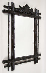 19TH CENTURY, AUSTRIA, BLACK FOREST WALL MIRROR, RUSTIC, COAT OF ARMS