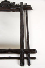 19TH CENTURY, AUSTRIA, BLACK FOREST WALL MIRROR, RUSTIC, COAT OF ARMS