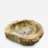 PETRIFIED WOOD SINK, BEIGE, BROWN, YELLOW