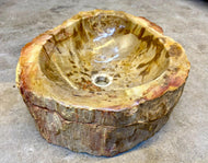 PETRIFIED WOOD SINK, BEIGE, BROWN, YELLOW