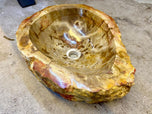 PETRIFIED WOOD SINK, BEIGE, BROWN, YELLOW