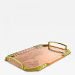 20TH CENTURY, ART NOUVEAU, COPPER SERVING TRAY, GILT BRASS HANDLES