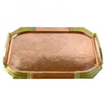 20TH CENTURY, ART NOUVEAU, COPPER SERVING TRAY, GILT BRASS HANDLES