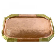 20TH CENTURY, ART NOUVEAU, COPPER SERVING TRAY, GILT BRASS HANDLES