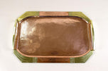 20TH CENTURY, ART NOUVEAU, COPPER SERVING TRAY, GILT BRASS HANDLES