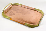 20TH CENTURY, ART NOUVEAU, COPPER SERVING TRAY, GILT BRASS HANDLES
