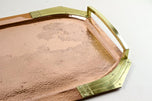 20TH CENTURY, ART NOUVEAU, COPPER SERVING TRAY, GILT BRASS HANDLES