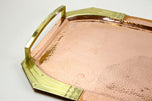 20TH CENTURY, ART NOUVEAU, COPPER SERVING TRAY, GILT BRASS HANDLES