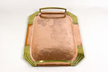 20TH CENTURY, ART NOUVEAU, COPPER SERVING TRAY, GILT BRASS HANDLES