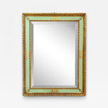 GILT,MID CENTURY,VENETIAN WALL MIRROR,TURQUOISE PATTERN,IT,CA 1960