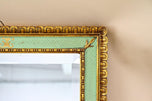 GILT,MID CENTURY,VENETIAN WALL MIRROR,TURQUOISE PATTERN,IT,CA 1960