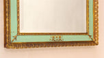 GILT,MID CENTURY,VENETIAN WALL MIRROR,TURQUOISE PATTERN,IT,CA 1960