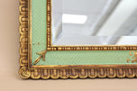 GILT,MID CENTURY,VENETIAN WALL MIRROR,TURQUOISE PATTERN,IT,CA 1960
