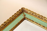 GILT,MID CENTURY,VENETIAN WALL MIRROR,TURQUOISE PATTERN,IT,CA 1960
